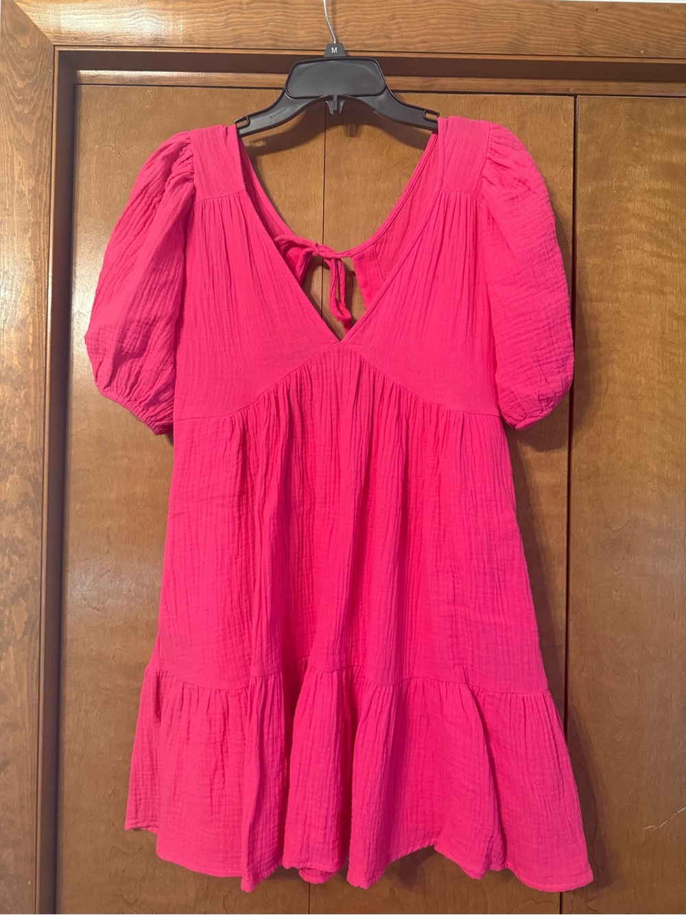 AEMI + CO Bright Pink Tie-Back Babydoll Dress